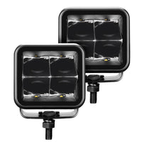 Thumbnail for Go Rhino Xplor Blackout Series Cube LED Spot Light Kit (Surface/Threaded Stud Mnt) 3x3 - Blk (Pair)