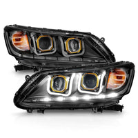 Thumbnail for ANZO 2013-2015 Honda Accord Projector Headlights w/ U-Bar Black