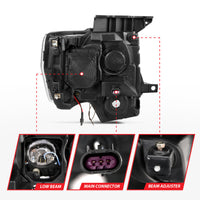 Thumbnail for ANZO 2009-2014 Ford F-150 Projector Headlights w/ U-Bar Switchback Black w/ Amber
