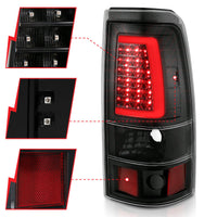 Thumbnail for ANZO 2003-2006 Chevy Silverado 1500 LED Taillights Plank Style Black w/Clear Lens