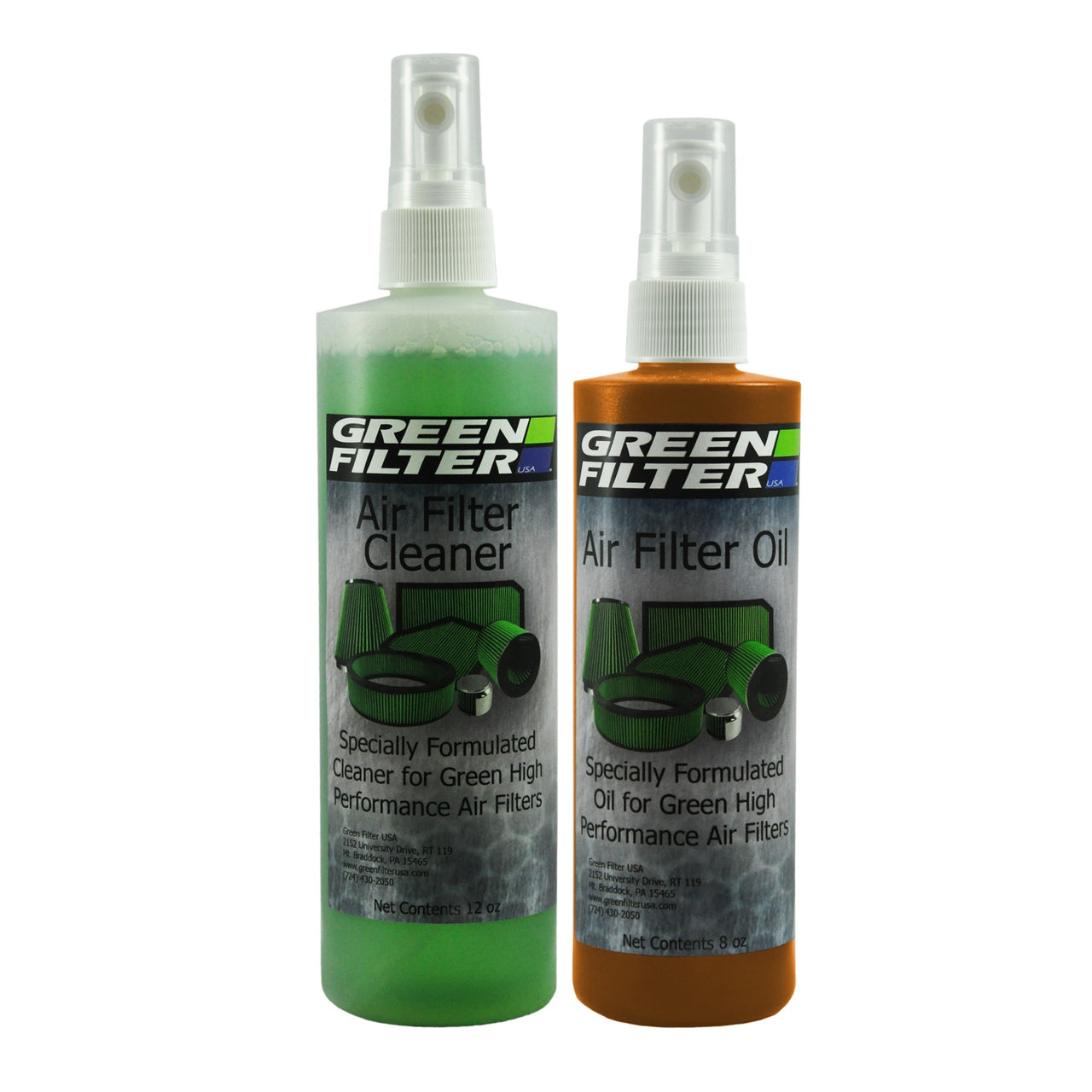 Green Filter Cleaner & Synthetic Oil Kit 12oz Cleaner / 8oz Oil (Orange)