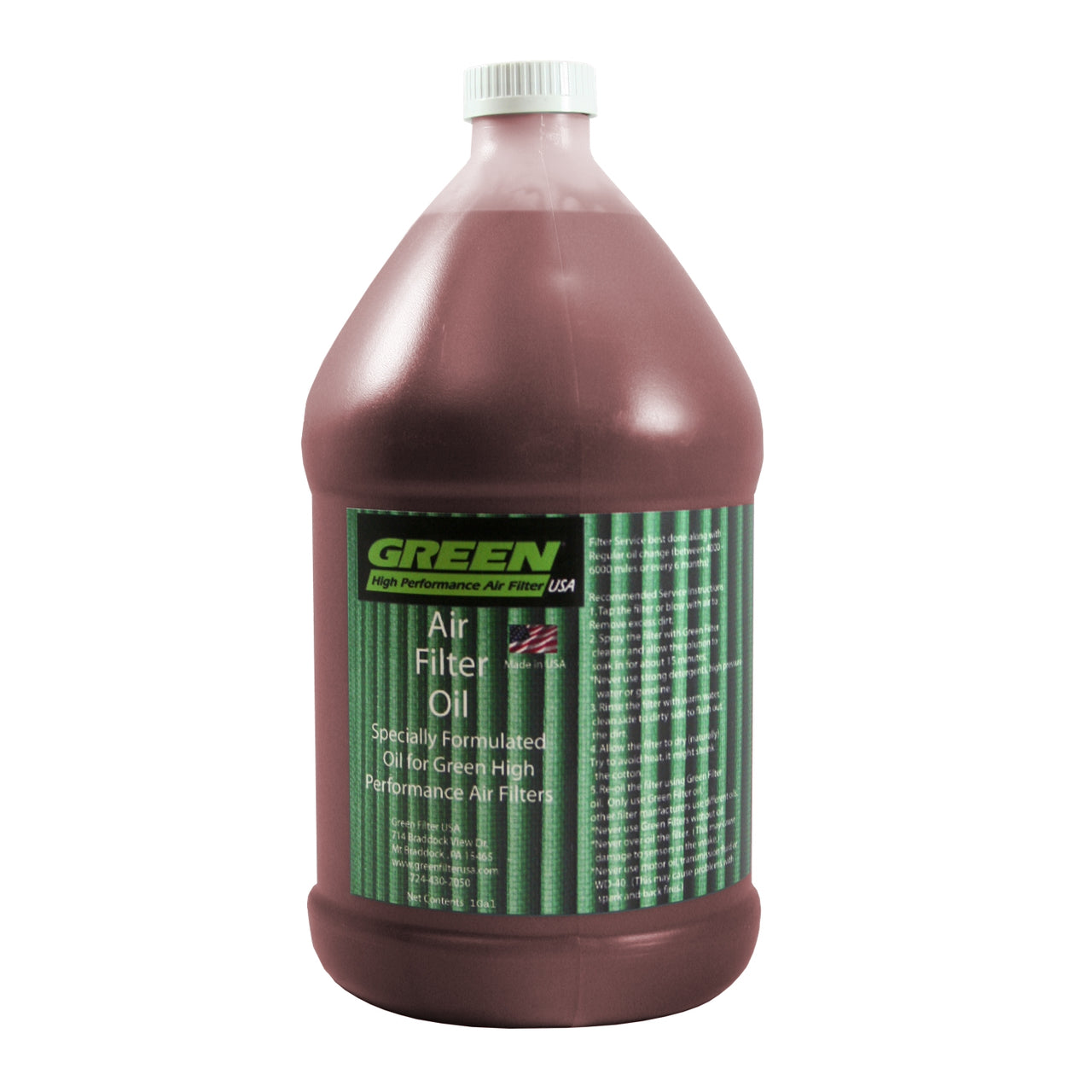 Green Filter Air Filter Synthetic Oil (Red) - 1 Gal. Refill