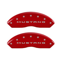 Thumbnail for MGP 4 Caliper Covers Engraved Front 2015/Mustang Engraved Rear 2015/Bar & Pony Red finish silver ch