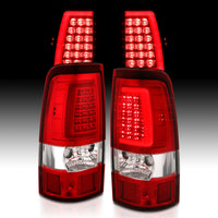 Thumbnail for ANZO 2003-2006 Chevy Silverado 1500 LED Taillights Plank Style Chrome With Red/Clear Lens
