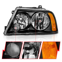 Thumbnail for ANZO 2003-2006 Lincoln Navigator Crystal Headlights Black