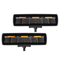 Thumbnail for Go Rhino Xplor Blackout Combo Series Sixline LED Flood Lights w/Amber (Surface Mount) - Blk (Pair)