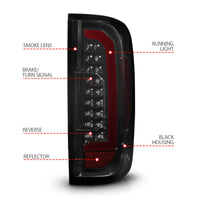 Thumbnail for ANZO 15-21 GMC Canyon Full LED Tail Lights w/ Red Lightbar Black Housing Smoke Lens