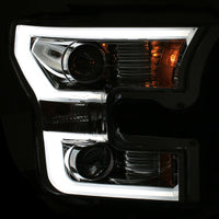 Thumbnail for ANZO 2015-2016 Ford F-150 Projector Headlights w/ Plank Style Design Chrome w/ Amber