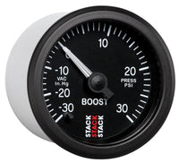 Thumbnail for Autometer Stack 52mm -30INHG to +30 PSI (Incl T-Fitting) Pro Stepper Motor Boost Press Gauge - Black
