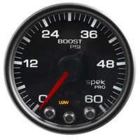 Thumbnail for Autometer Spek-Pro Gauge Boost 2 1/16in 60psi Stepper Motor W/Peak & Warn Blk/Black