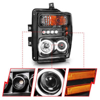 Thumbnail for ANZO 2008-2010 Ford F-250 Projector Headlights w/ Halo Black (CCFL)