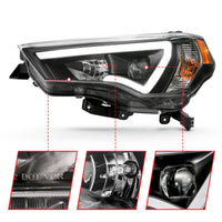 Thumbnail for ANZO 14-18 Toyota 4 Runner Plank Style Projector Headlights Black w/ Amber
