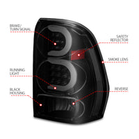 Thumbnail for ANZO 2002-2009 Chevrolet Trailblazer LED Tail Lights w/ Light Bar Black Housing Smoke Lens