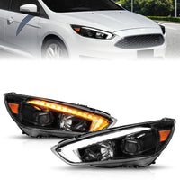 Thumbnail for ANZO 15-18 Ford Focus Projector Headlights - w/ Light Bar Switchback Black Housing
