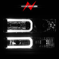 Thumbnail for ANZO 88-98 Chevrolet C1500 Crystal Headlights w/Light Bar Chrome Housing w/ Signal Side Markers 8Pcs