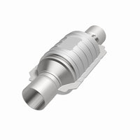 Thumbnail for MagnaFlow Conv Univ 2in In/Out Ctr/Ctr Round 9in Body L x 5.125in W x 13in Overall L Single O2 Port