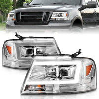 Thumbnail for ANZO 2004-2008 Ford  F-150 Projector Headlights w/ Light Bar Chrome Housing