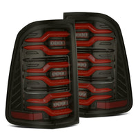 Thumbnail for AlphaRex 19-21 Dodge Ram 1500 Luxx-Series LED Tail Lights Black/Red w/Activ Light/Seq Signal