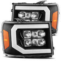 Thumbnail for AlphaRex 07-13 GMC 1500HD NOVA LED Proj Headlight Plank Style Gloss Blk w/Activ Light/Seq Signal/DRL