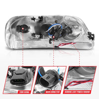 Thumbnail for ANZO 1997-2003 Ford F-150 Projector Headlights w/ Light Bar Chrome Housing