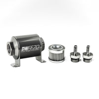 Thumbnail for DeatschWerks Stainless Steel 5/16in 5 Micron Universal Inline Fuel Filter Housing Kit (70mm)