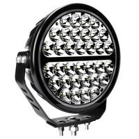 Thumbnail for Go Rhino Xplor Blackout Series Round LED Sgl Driving Kit w/DRL (Surface/Thread Stud Mnt) 9in. - Blk