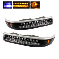 Thumbnail for Xtune Chevy Silverado 99-02 LED Amber Bumper Lights Black CBL-CS99-LED-BK