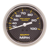 Thumbnail for Autometer Marine Carbon Fiber 3-3/8in 100 MPH Mechanical Speedometer Gauge