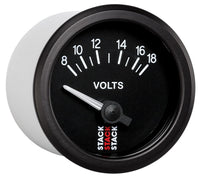 Thumbnail for Autometer Stack Instruments 52mm 8-18V Electric Battery Voltage Gauge - Black