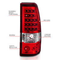 Thumbnail for ANZO 2003-2006 Chevrolet Silverado 1500 LED Taillights Red/Clear