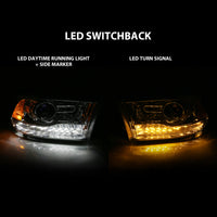 Thumbnail for ANZO 2009-2018 Dodge Ram 1500 Projector Plank Style Switchback H.L Halo Chrome Amber (OE Style)