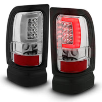 Thumbnail for ANZO 1994-2001 Dodge Ram 1500 LED Taillights Plank Style Chrome w/ Clear Lens