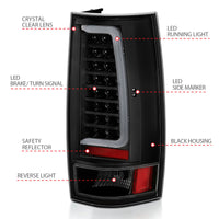 Thumbnail for ANZO 2007-2014 Chevy Tahoe LED Taillight Plank Style Black w/Clear Lens