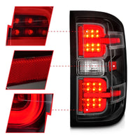 Thumbnail for ANZO 15-19 Chevy Silverado 2500HD/3500HD (Halgn Only) LED Tail Lights w/Black Light Bar & Clear Lens