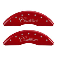 Thumbnail for MGP 4 Caliper Covers Engraved Front Cadillac Engraved Rear XTS Red finish silver ch