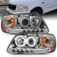 Thumbnail for ANZO 1997.5-2003 Ford F-150 Projector Headlights w/ Halo Chrome 1pc