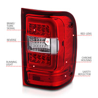 Thumbnail for ANZO 2001-2011 Ford  Ranger LED Tail Lights w/ Light Bar Chrome Housing Red/Clear Lens