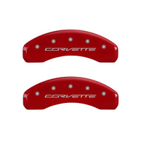 Thumbnail for MGP 4 Caliper Covers Engraved Front & Rear C7/Corvette Red finish silver ch