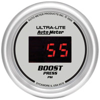Thumbnail for Autometer Ultra-Lite 2-1/16in 5-60 PSI Digital Boost Pressure Gauge - Silver