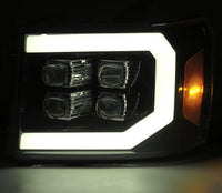 Thumbnail for AlphaRex 07-13 GMC 1500HD NOVA LED Proj Headlight Plank Style Gloss Blk w/Activ Light/Seq Signal/DRL