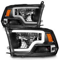 Thumbnail for ANZO 2009-2020 Dodge Ram 1500 Full LED Square Projector Headlights w/ Chrome Housing Black Amber