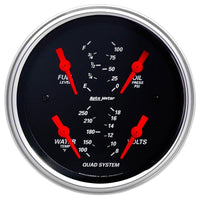 Thumbnail for Autometer Designer Black 3-3/8in Quad Gauge - Fuel Level/Oil Pressure/Water Temperature/Voltmeter