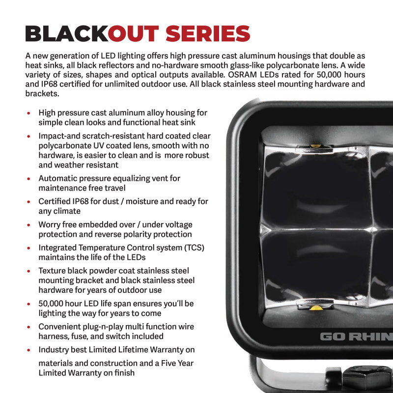 Go Rhino Xplor Blackout Series Dbl Row LED Light Bar (Side/Track Mount) 21.5in. - Blk