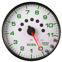 Thumbnail for Autometer Spek-Pro Gauge Tachometer 5in 11K Rpm W/Shift Light & Peak Mem White/Black