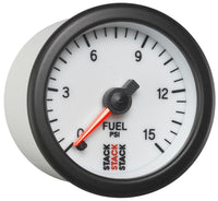 Thumbnail for Autometer Stack 52mm 0-15 PSI 1/8in NPTF Male Pro Stepper Motor Fuel Pressure Gauge - White