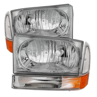 Thumbnail for Xtune Ford F250/350/450 Superduty 99-04 Crystal Headlights w/ Bumper Lights HD-JH-FF25099-AM-C