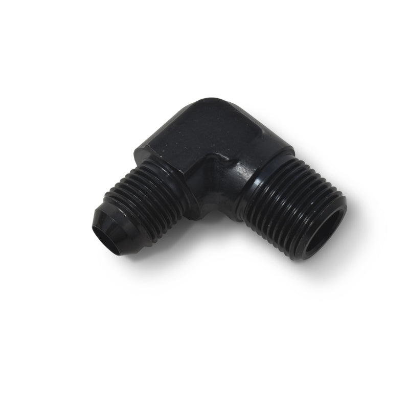 Russell Performance -6 AN to 3/8in NPT 90 Degree Flare to Pipe Adapter (Black)