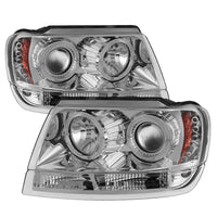 Thumbnail for Spyder Jeep Grand Cherokee 99-04 Projector Headlights LED Halo LED Chrm - PRO-YD-JGC99-HL-C