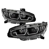 Thumbnail for Spyder Honda Civic 16- 2DR/4DR/Hatchback Projector Headlights - Black PRO-YD-HC16SI-SEQGR-BK