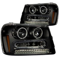 Thumbnail for ANZO 2002-2009 Chevrolet Trailblazer Projector Headlights w/ Halo Black